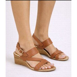 Coach And Four Sandals Womens 11 Colomba Casual Strappy Wedge Slingback Brown